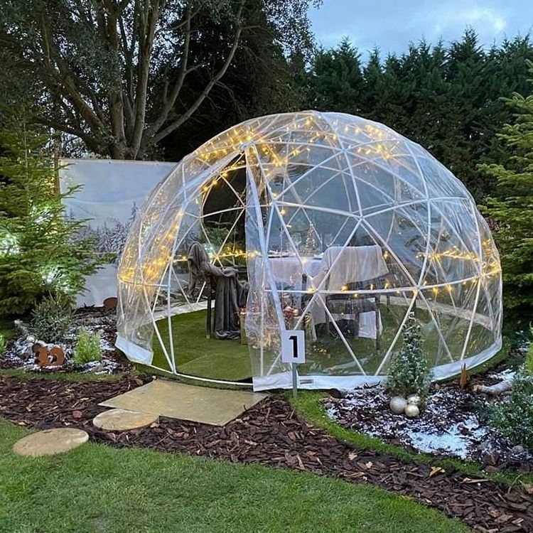 Customized large transparent canopy garden Igloo geodesic dome greenhouse inflat stadium clear outdoor dining dome tent