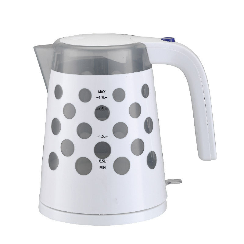 1.7L Electric Kettle Hotel Home Black Round Hole Stainless Steel Rechargeable Kettle