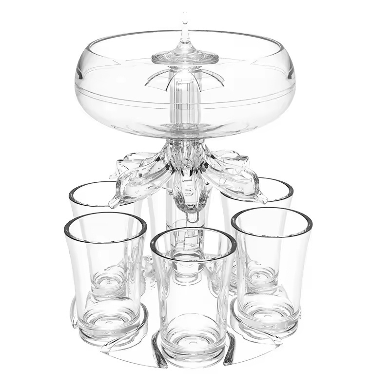 Hot Sales 6 Shot Glass Drink Beverage Dispenser Holder Wine Drink Dispensers Beverage Dispenser for Bar Pour Cocktail