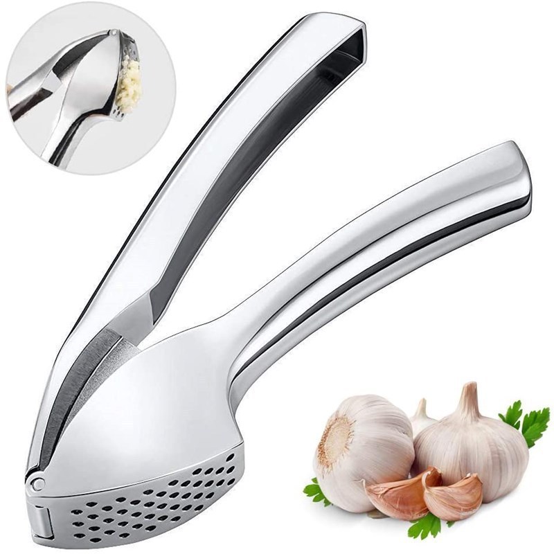 Hot Sale Home Gadgets Vegetable Tool Easy Clean Stainless Steel Garlic Crusher Masher Household Kitchen Garlic Press