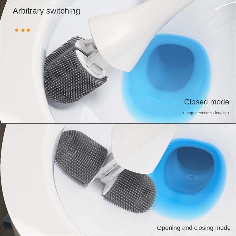 Hot Bathroom Silicone Toilet Brush Set No dead Angle Toilet Cleaning Brush 90 Degree Adjustable Toilet Brush