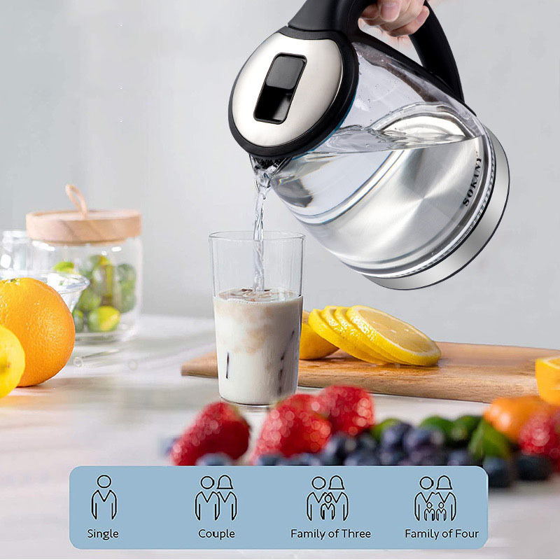 High Capacity Low Noise Fast Heat Keep Warm Function Adjustable Temperature Electric Glass Kettle