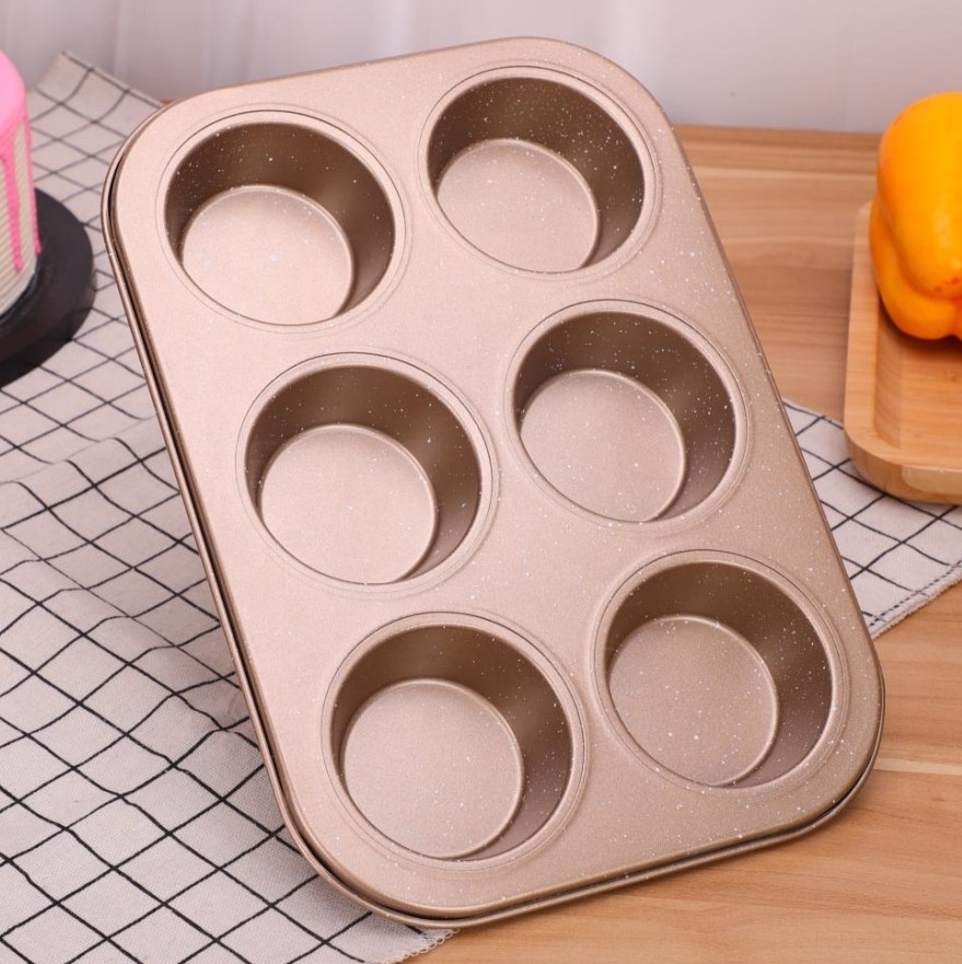 2024 hotselling 6 round cupcake tin Muffin Cup 6 non-stick baking pan cake tin