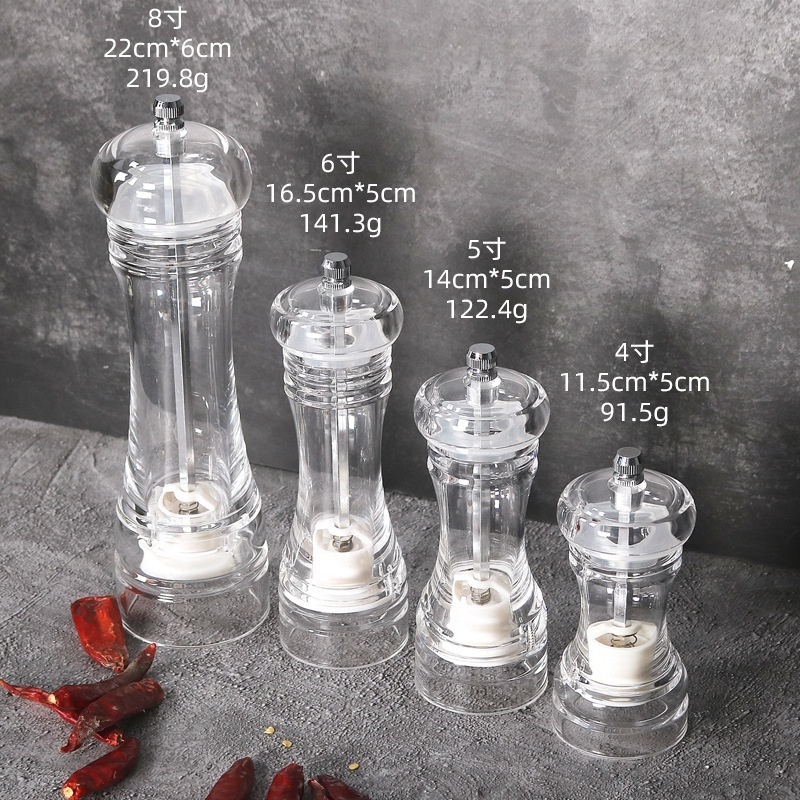 Grinding Bottle Tool Spice Container Seasoning Manual Acrylic Pepper Grinder Acacia Salt & Pepper Grinder