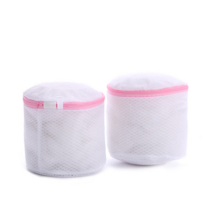 Zipped Lingerie Cylinder Mesh Laundry Wash Bag Washing Net Underwear Bra Socks