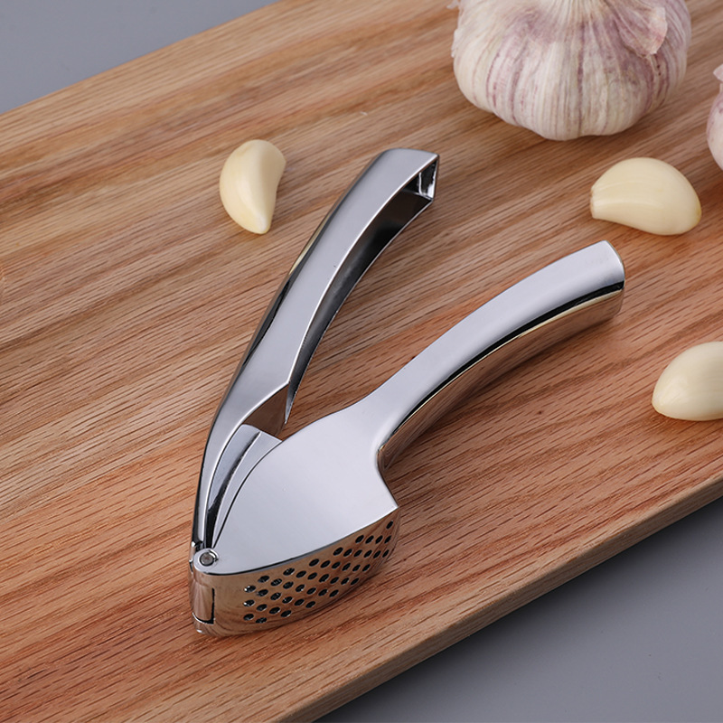 Hot Sale Home Gadgets Vegetable Tool Easy Clean Stainless Steel Garlic Crusher Masher Household Kitchen Garlic Press