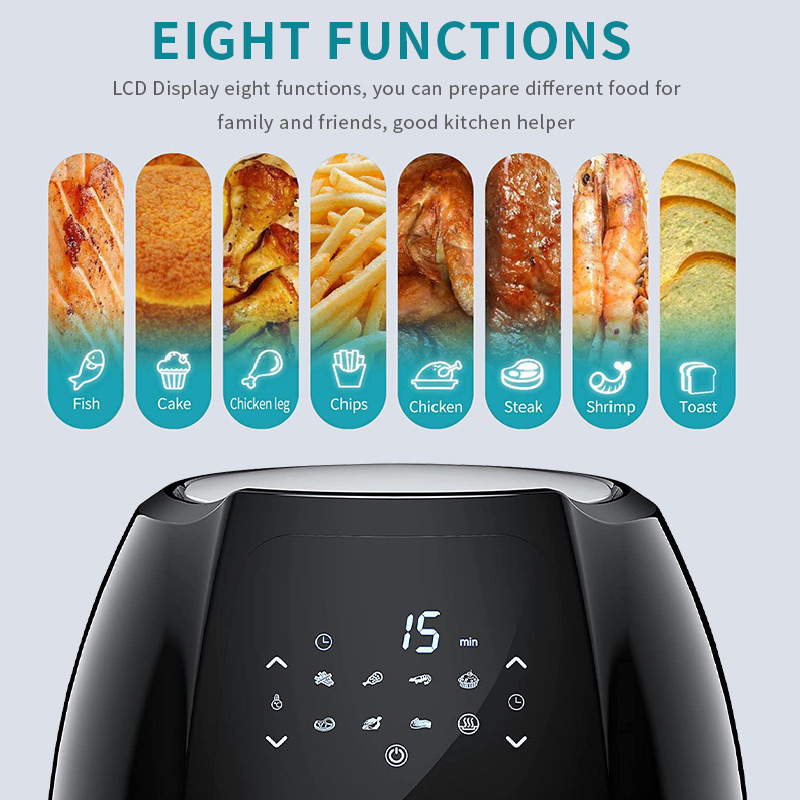 Large Capacity Low Fat Air Pressure Fryer Machine Touch Control Panel Time Setting Digital Air Cooker Fryer