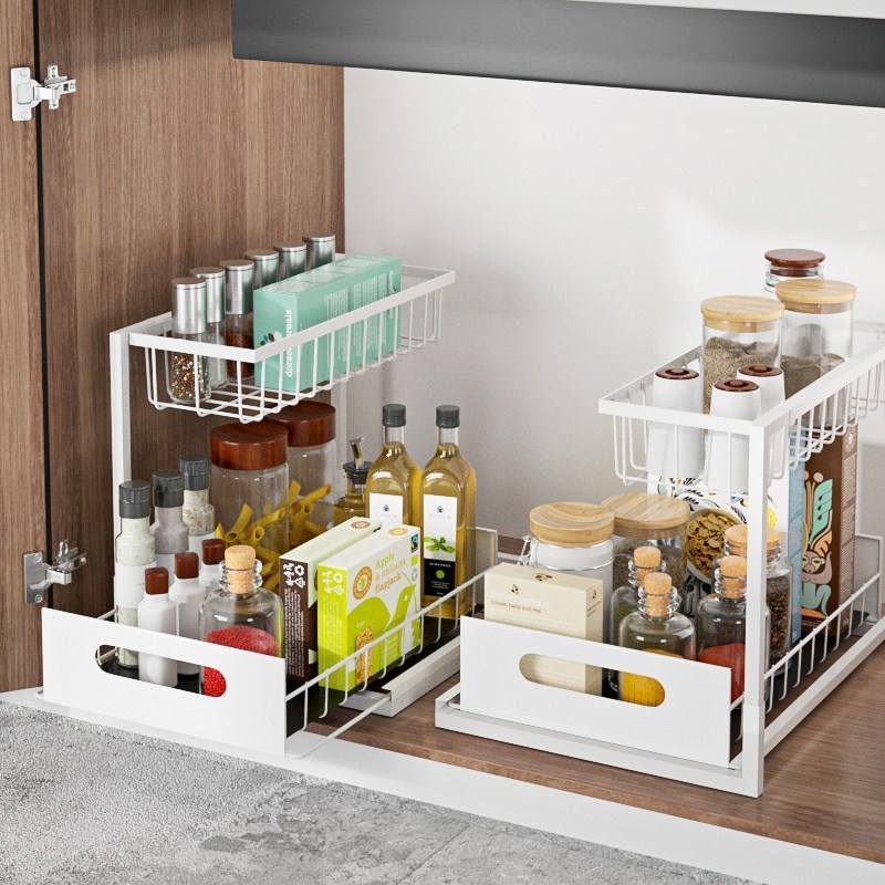 Pull Out Cabinet Organizer Slide Out Sink Shelf Cabinet Storage Shelves for Kitchen Bathroom Cabinet