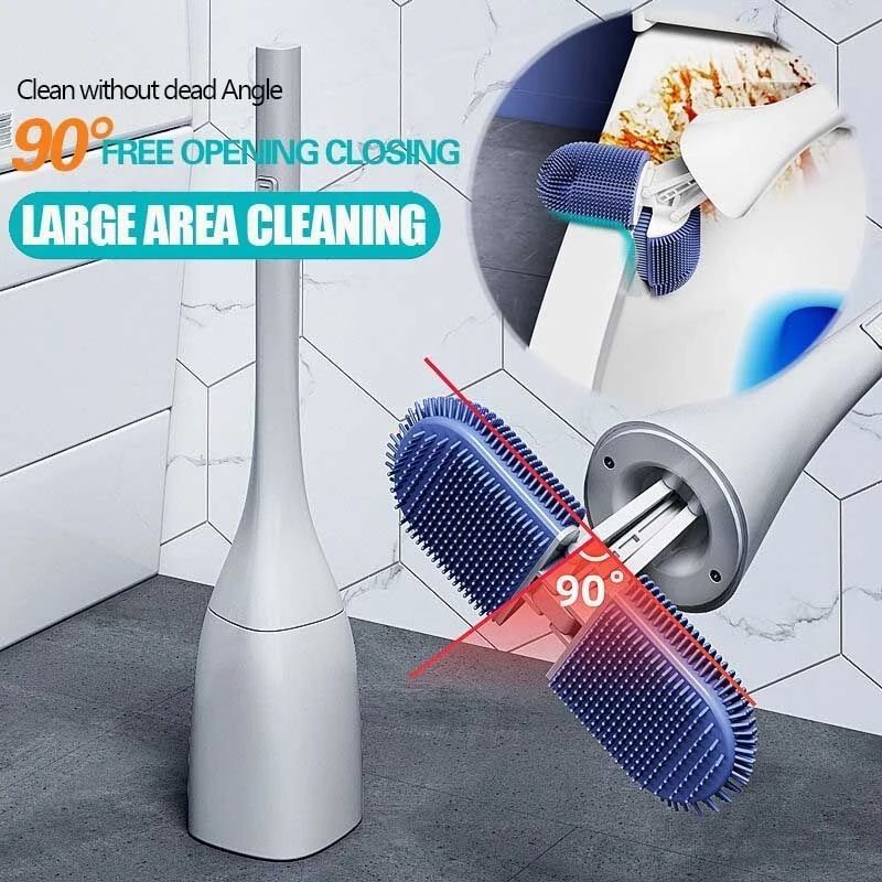 Hot Bathroom Silicone Toilet Brush Set No dead Angle Toilet Cleaning Brush 90 Degree Adjustable Toilet Brush