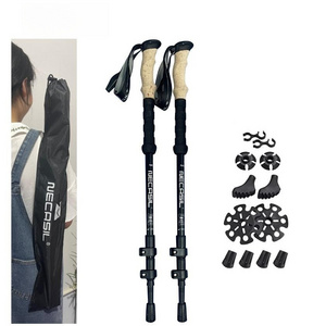 Carbon Steel Foldable Trekking Pole Portable Aluminium Alloy Walking Stick-telescopic Hiking Pole with Flip Lock