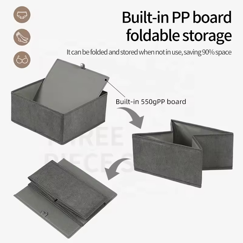 Underwear Drawer Organizer 6 pcs Set Foldable Organizer and Wardrobe Closet Lidless Non-woven Fabric Storage Box for Clothes