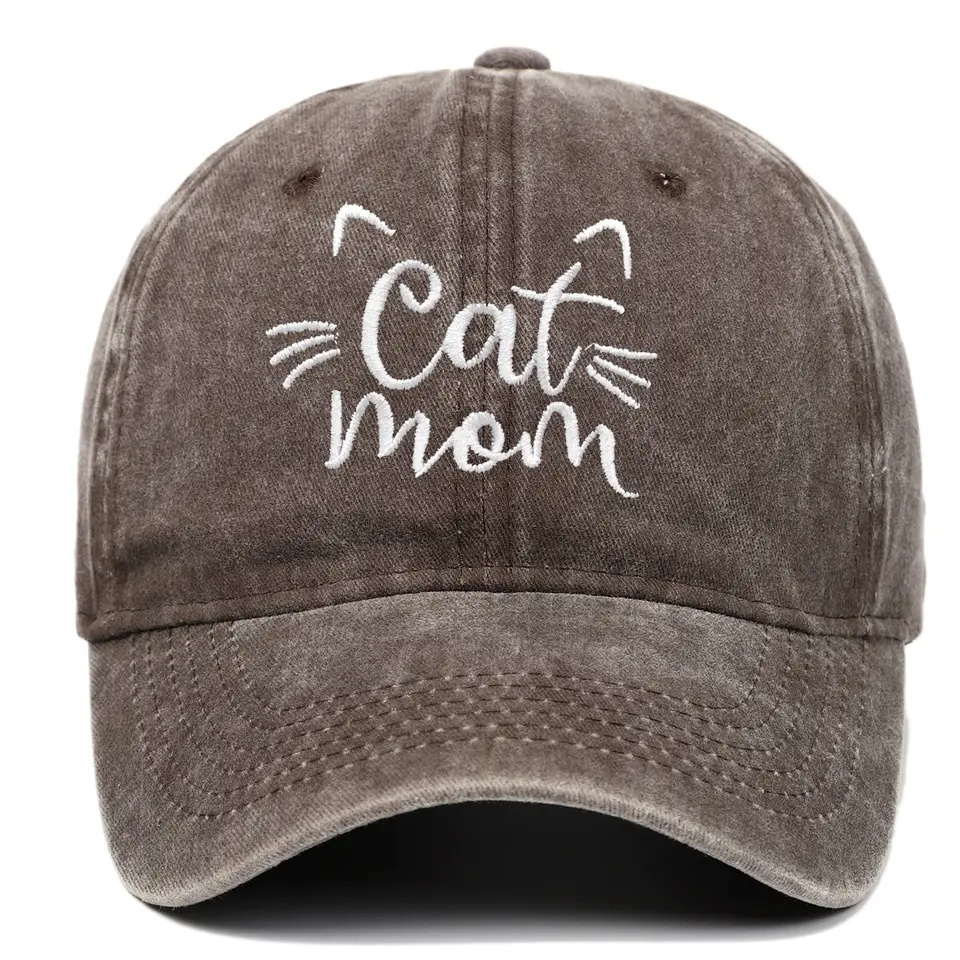 High Quality Cat Mom Cap Embroidery Sport Hats Custom Cotton Baseball Caps Embroidered Dad Hat