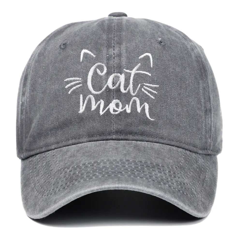 High Quality Cat Mom Cap Embroidery Sport Hats Custom Cotton Baseball Caps Embroidered Dad Hat