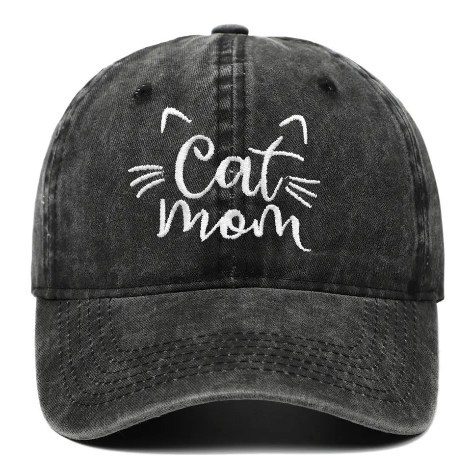 High Quality Cat Mom Cap Embroidery Sport Hats Custom Cotton Baseball Caps Embroidered Dad Hat