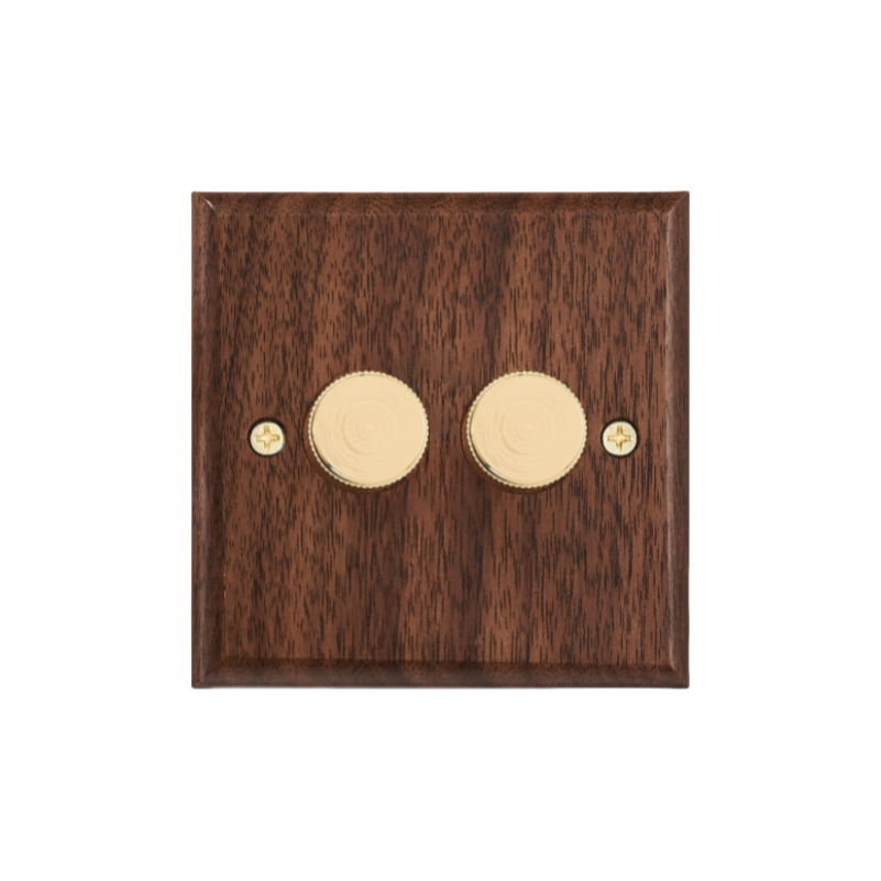 Light Dimmer Thyristor Stepless Dimming Incandescent Lamp Adjustable LED Wood Panel UK Standard 500W Brass Knob Fan Dimmer