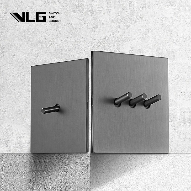 VLG Factory stainless steel panel Wall Light Switch UK EU Standard Home Socket  Unique Design 4 Gang 2 Way switch