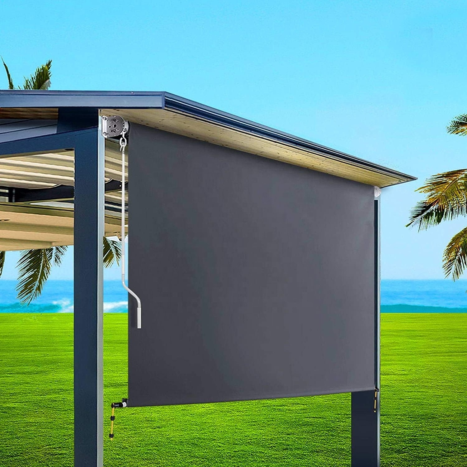 Outdoor Blind Privacy Screen Roll Down Awning Canopy Window Awning  Roll Down Awning Screen