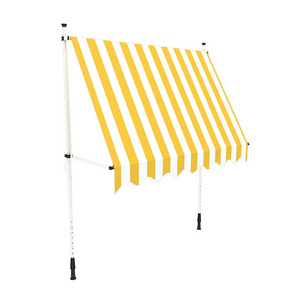 DIY Patio Retractable Manual Awning Garden Sun Shade Canopy Gazebo Multi-Stripe with Fittings and Crank Handle