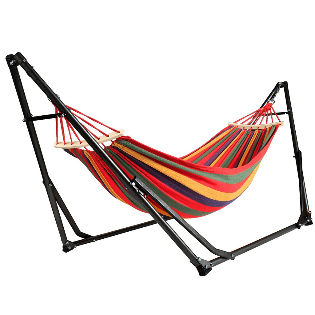 Double Hammock Two Person Adjustable Hammock Bed with Space Saving Steel Stand