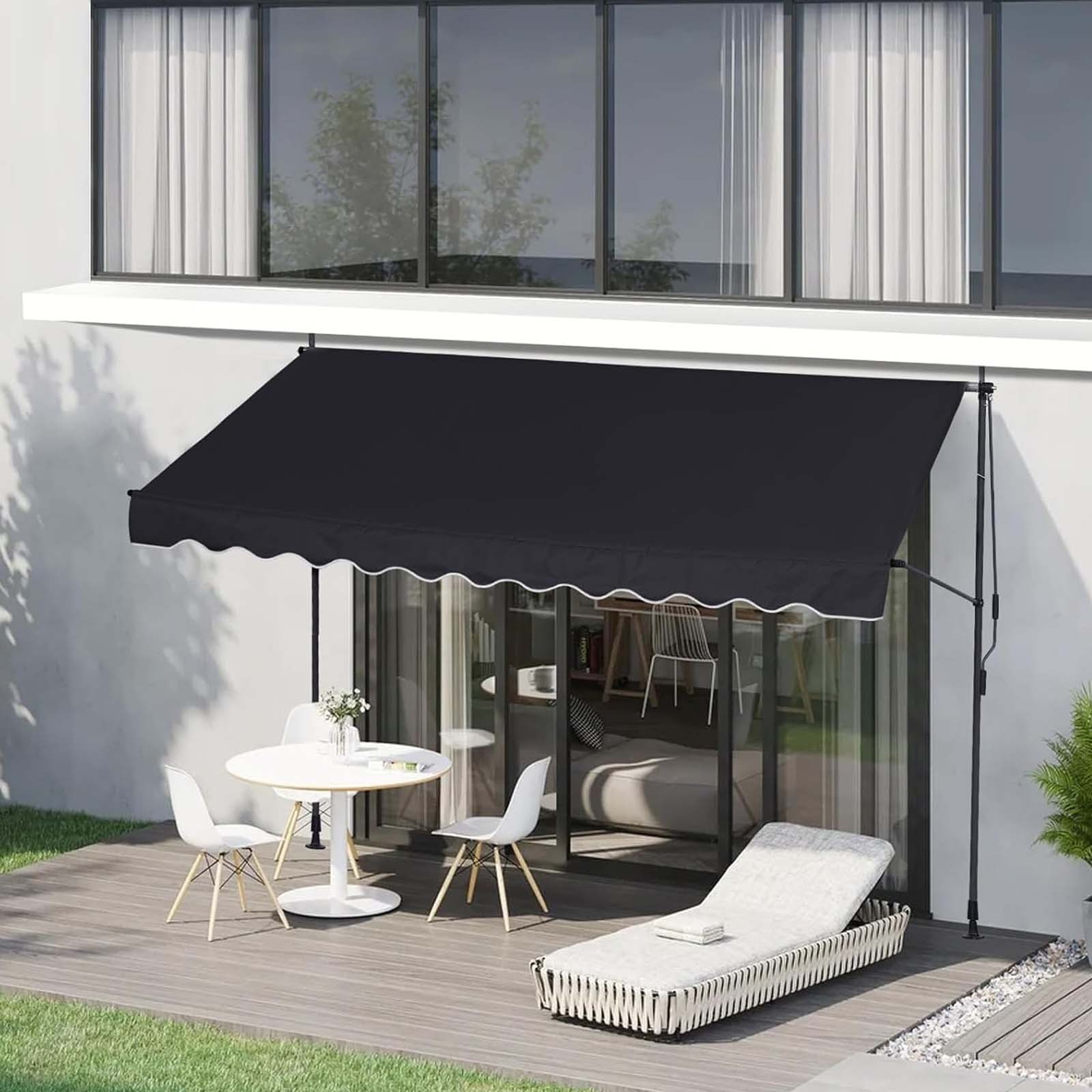 Customizable Clamp Awning Balcony Awning Retractable Outdoor Patio Garden Sun Shade Shelter Awning