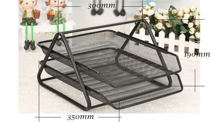 Manufacturer foldable Wire mesh metal 2 tiers document desk organizer document collection for office school home supplies