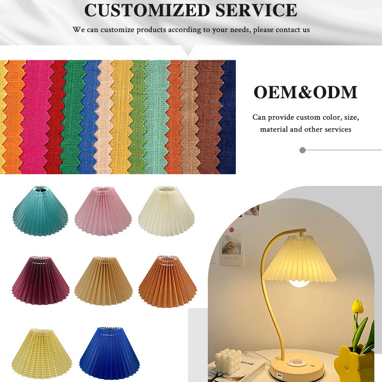 High Quality Table Lamp Decoration Lamp Covers Pleated Fabric Folded Lampshade With Frame