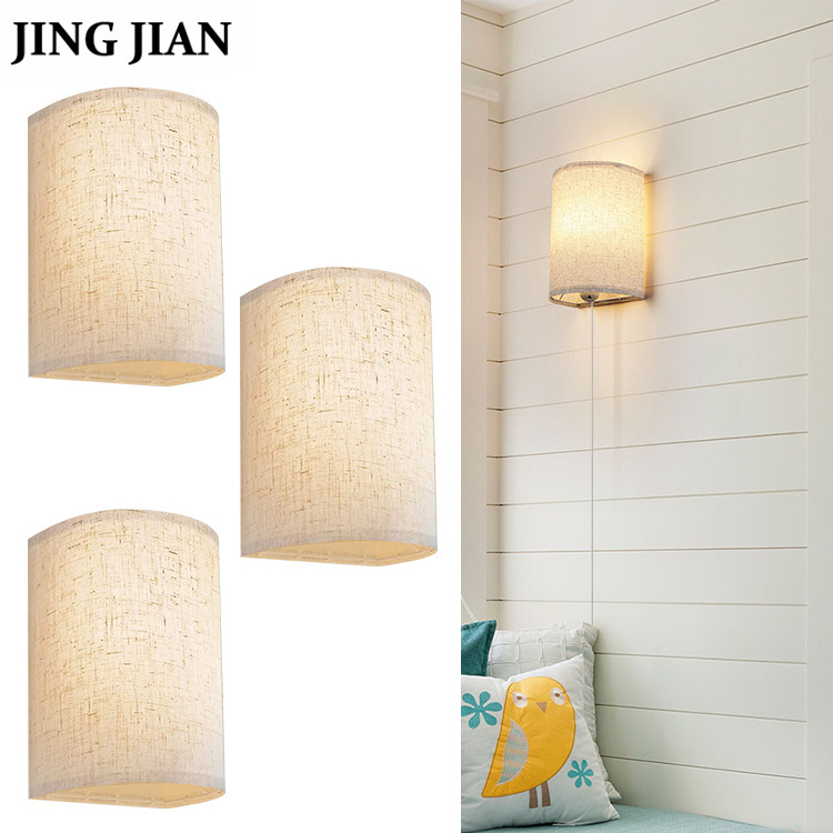 Clip On Bulb Lamp Shade New Design Lampshade for Wall Lamp Linen Fabric Cylinder Transparent Lampshade