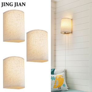 Clip On Bulb Lamp Shade New Design Lampshade for Wall Lamp Linen Fabric Cylinder Transparent Lampshade