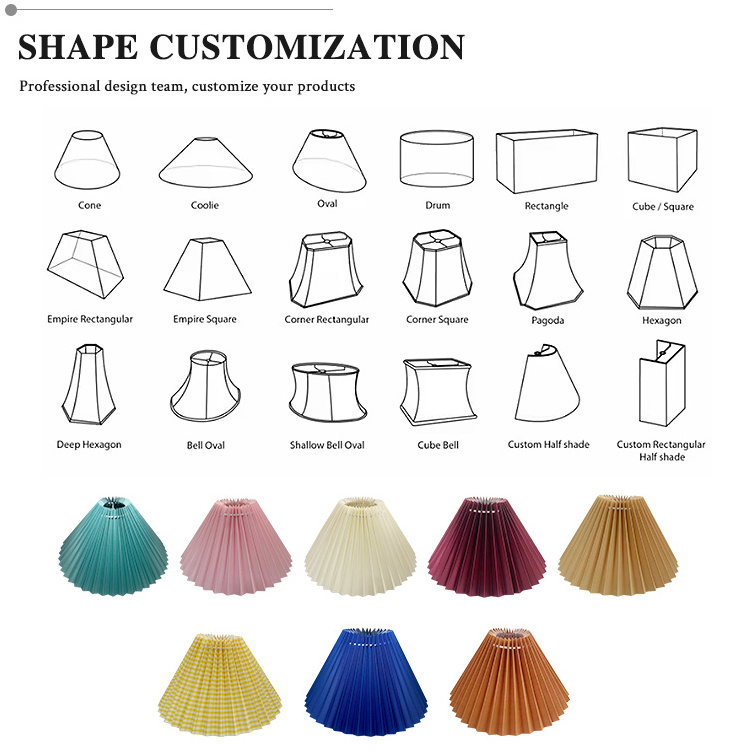 Custom Design Table Lamp Floor Lamp Decoration Fabric Lamp Covers Easy Install Pleated Fabric Folded Lampshade