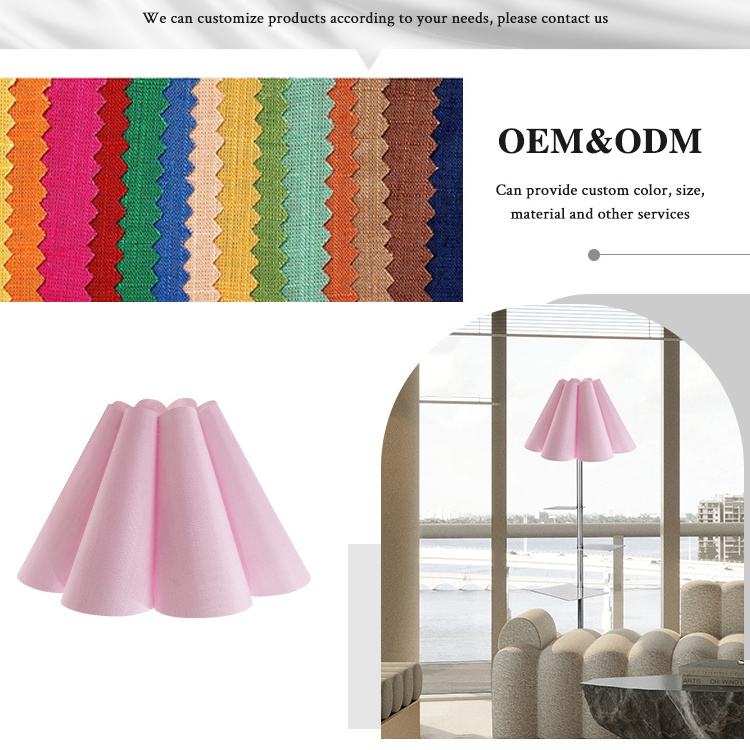 Pink Petal Lamp Shade Table Lamp Decoration Lamp Covers Moisture-proof PVC Pleated Fabric Folded Lampshade