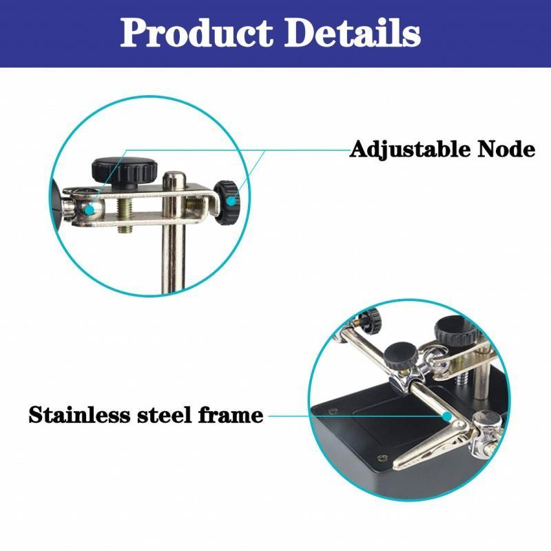 2.5X 7.5X 10X LED Light Helping Hands Magnifier Soldering Station,Magnifying Glass Stand with Auxiliary Clamp and Alligator Clip