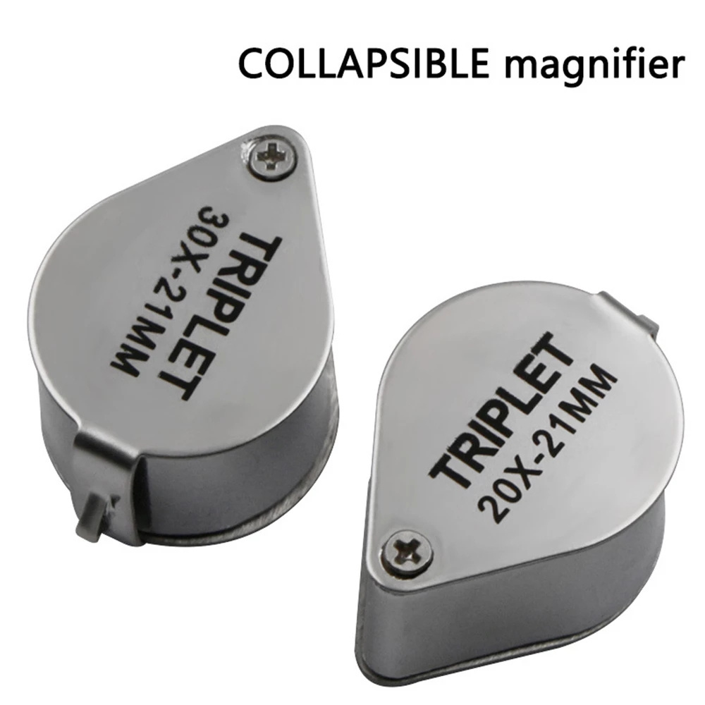 Metal Jewelry Magnifying Glass Jewelers Eye Tool Jewellery Folding Loupe Glass Lens Magnifying Triplet Glass Jewelry Diamond