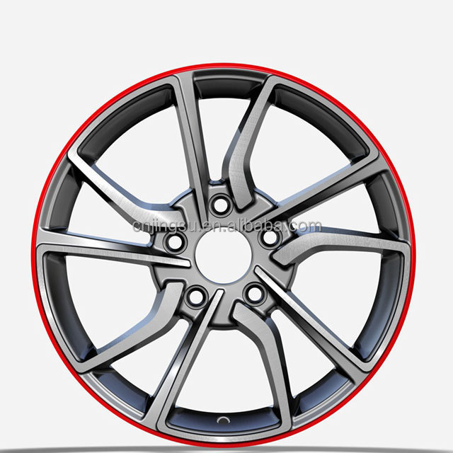 Factory Price 16 Inch 4 Holes 5 Holes PCD 100/114.3 Red Machine Lip Heart Rims Car Alloy Wheel Rims