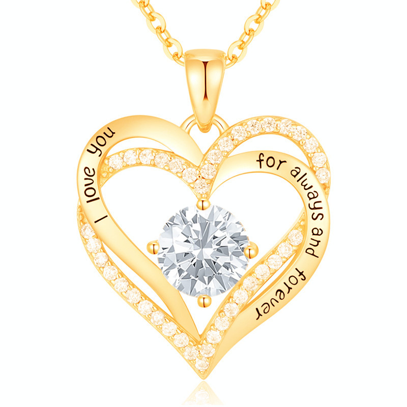 Love Heart Pendant Necklace Exquisite Colorful Birthstone Women's Jewelry Heart Shaped Jewelry I Love You Forever Necklaces