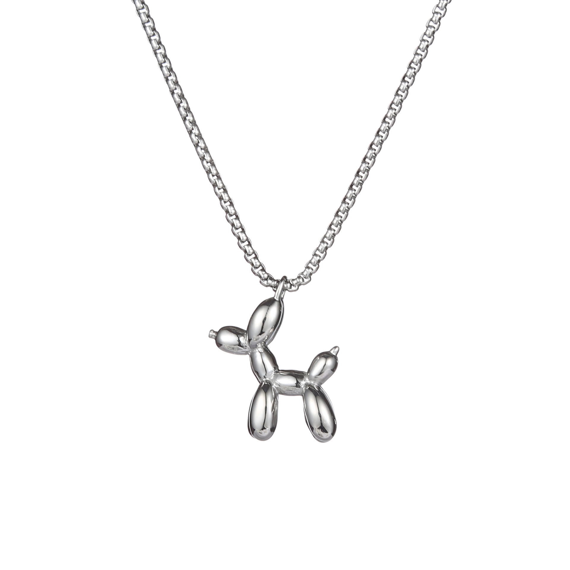 Trendy Tarnish Free Jewelry Waterproof 18K Gold Plated and Stainless Steel Cute Balloon Puppy Dog Pendant Necklace For Women