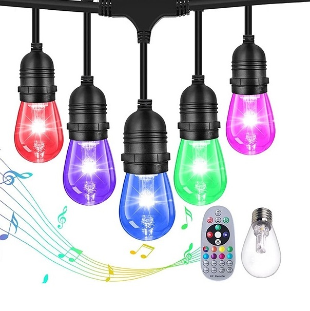 S14 E26 Bases Festoon  Lighting LED Color Changing RGB Dimmable String Light With Remote Controlled