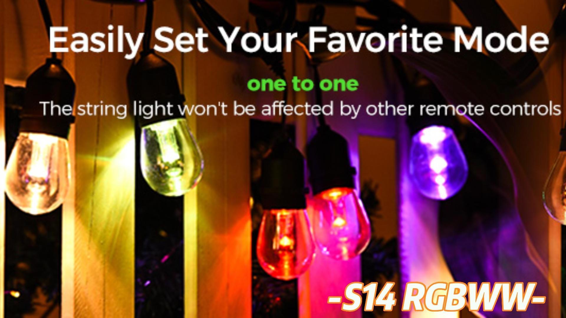 S14 E26 Bases Festoon  Lighting LED Color Changing RGB Dimmable String Light With Remote Controlled