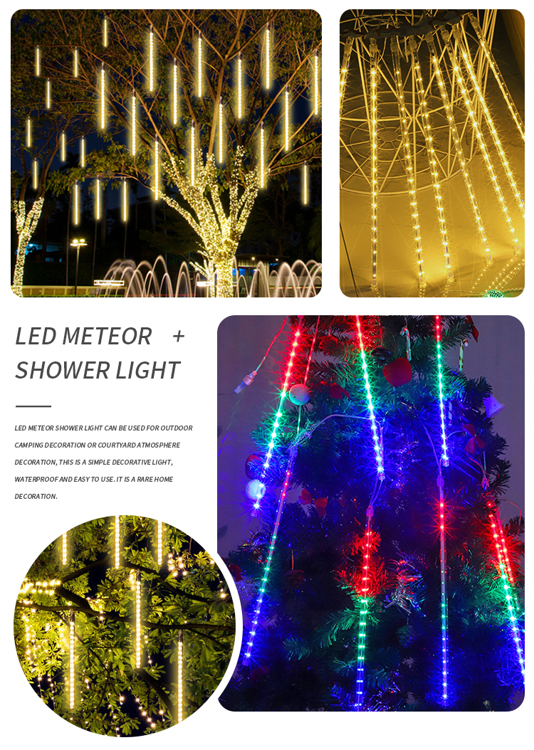 30cm/50cm/80cm Waterproof Tubes Meteor Lights festoon lighting For Christmas Wedding Trees Garden Fairy lights