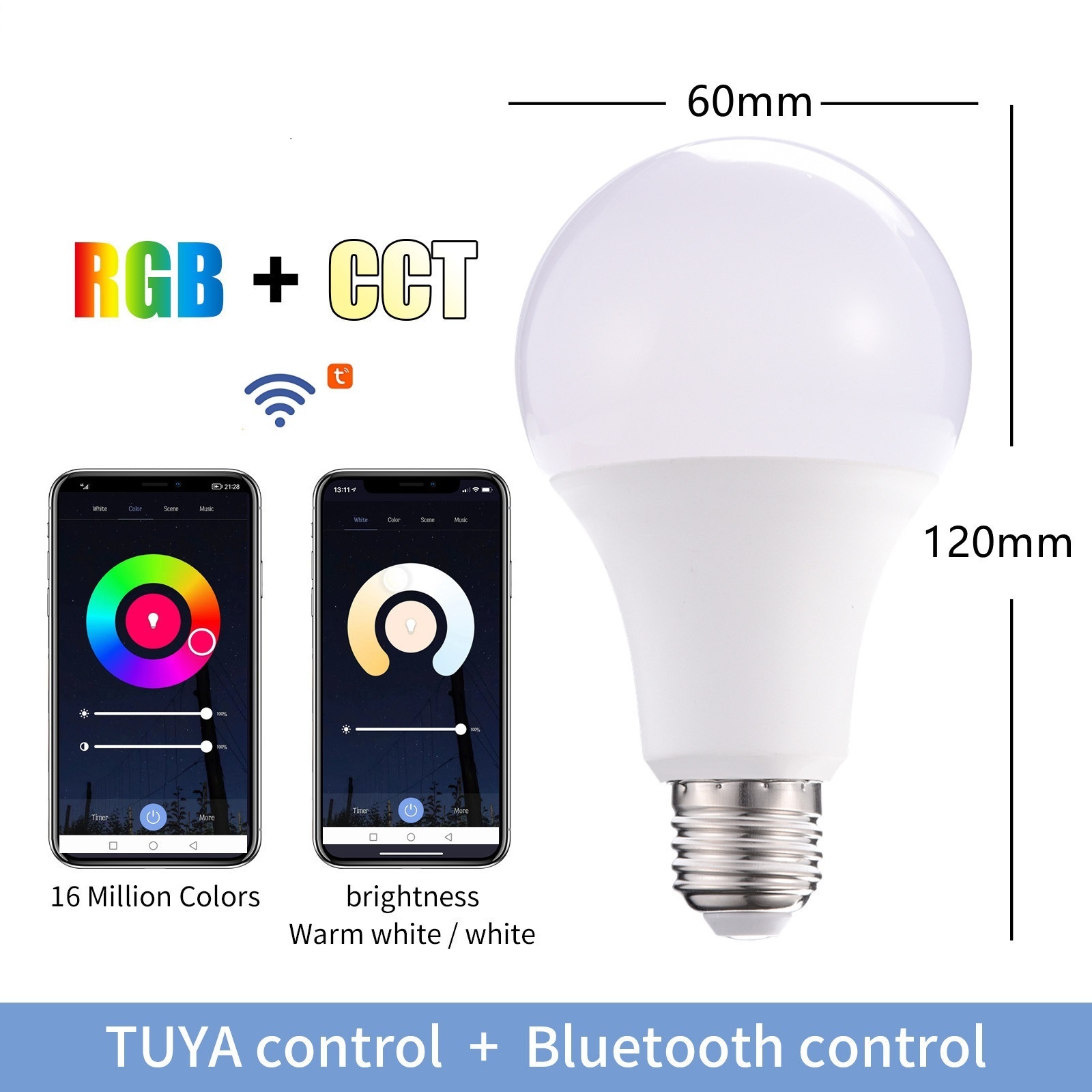 RGB E26/E27 Bluetooth Dimming Color Changing WiFi Globe Bulb Light LED Lighting Smart Bulb