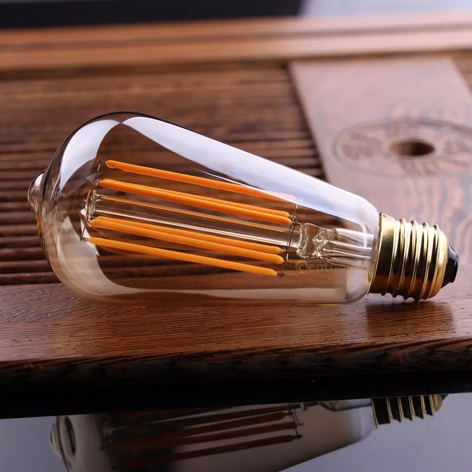 Factory Price ST64 ST58 4w 6w  8w Vintage Light Bulb 2700K Warm White Amber Glass 110V 220V Edison Bulb