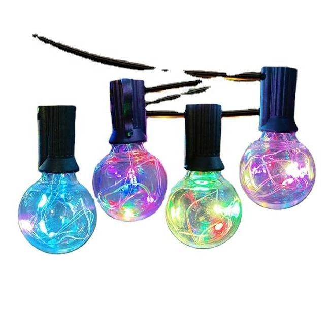 Color Changing G40 String Lights 12V Connectable Version Smart Outdoor RGB Led String Lights G40 Copper Wire Replacement Bulbs