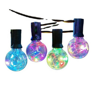 Color Changing G40 String Lights 12V Connectable Version Smart Outdoor RGB Led String Lights G40 Copper Wire Replacement Bulbs