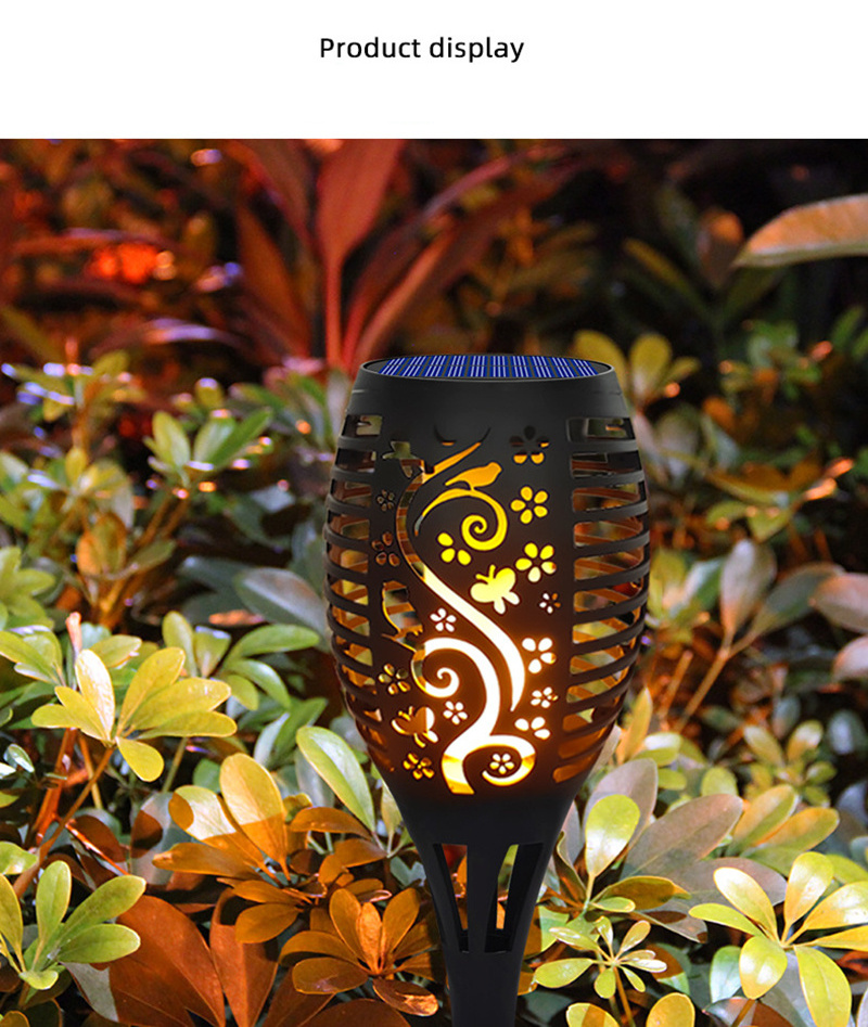 Landscape Decoration Solar Flame Flickering outdoor lighting garden Torch Night Lamp Led Flame Torches For Pathway Lights