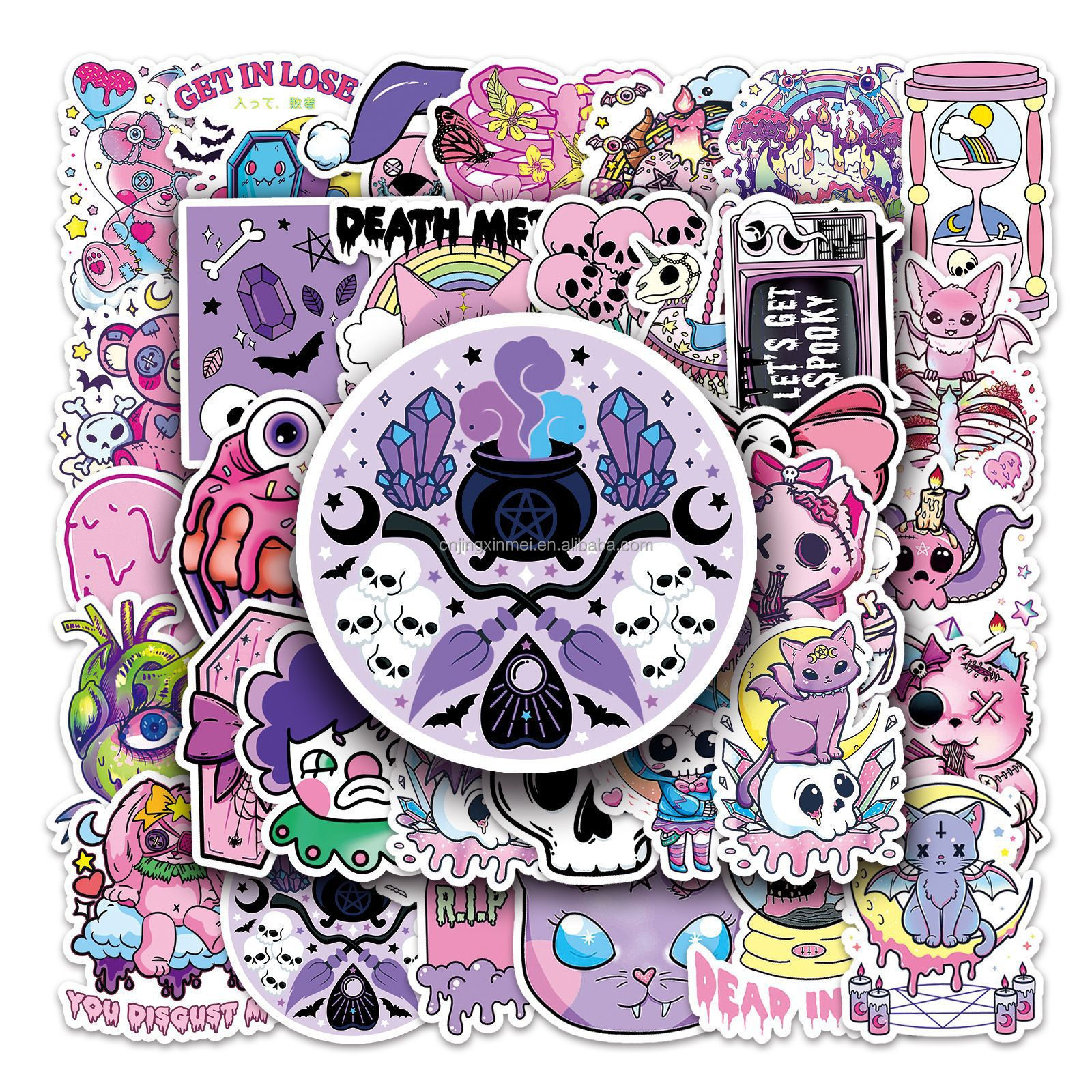 50 pastel Gothic Graffiti stickers Cartoon Cross Border stickers DIY phone case Skateboard suitcase stickers Waterproof