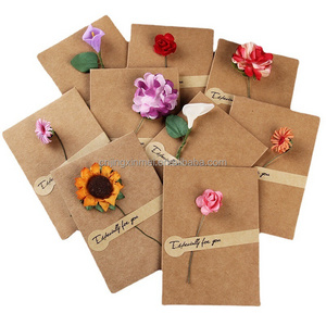 Handmade Greeting Cards Holiday Dried Flowers Greeting Cards Kraft Blank Note Thank Notes For Party Invitation Card