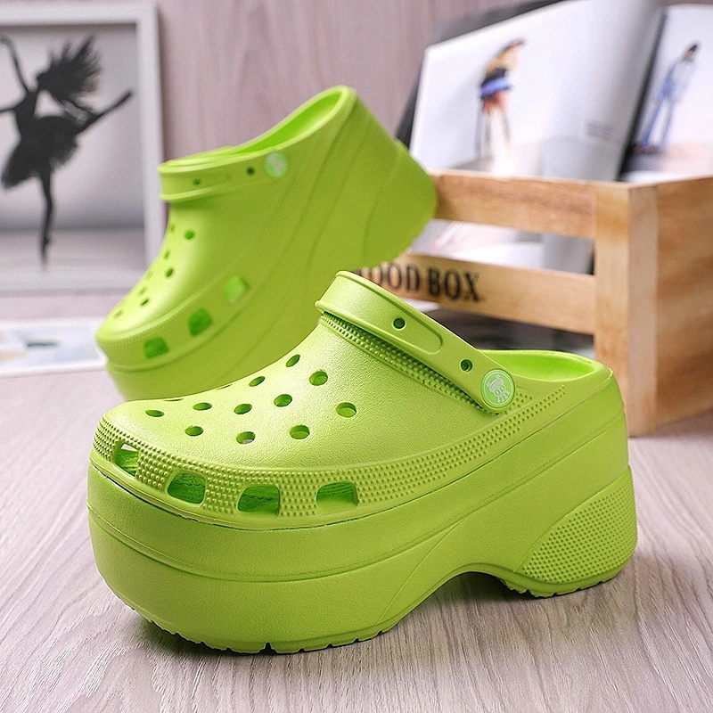 Women Fashion Garden Shoes Summer Green Platform High Heels Slide Sandals Non-slip Wedges Shoes for Women