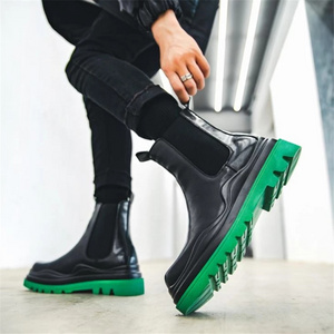 Luxury Design Chunky Split Leather Ankle Boots Male Footwear Round Toe Short Mens Platform Chelsea Martins Boots Shoes