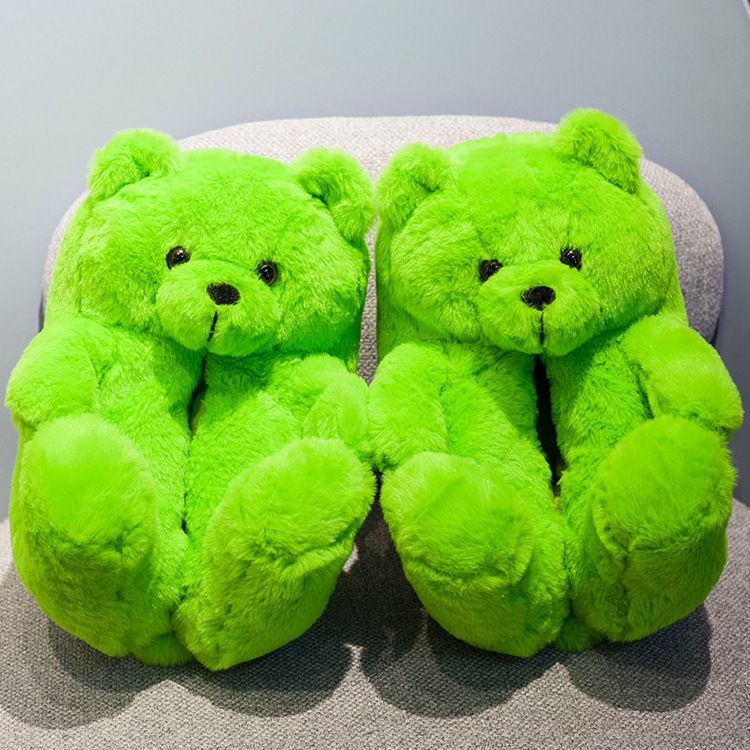 Fashion Big Plush Teddy Bear Slippers Women Home Indoor Faux Fur Fuzzy Slippers Women s Fluffy House Shoes