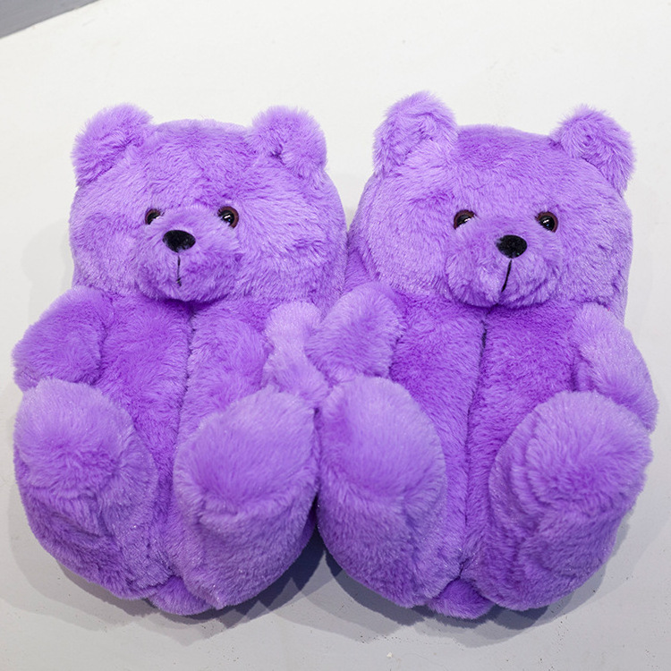 Fashion Big Plush Teddy Bear Slippers Women Home Indoor Faux Fur Fuzzy Slippers Women s Fluffy House Shoes