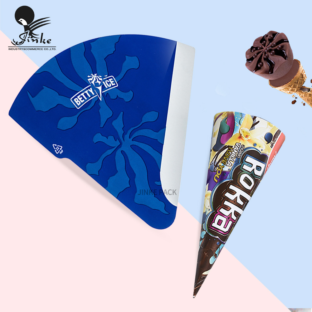 Custom Logo Printed Eco Friendly Ice Cream Paper Cone Sleeve Packaging for Ice Cream Wrapping Paper